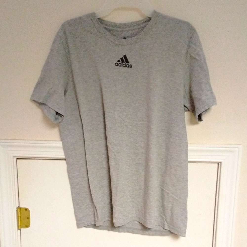 adidas Amplifier Tee Cotton Knit Solid Gray Logo Crew Neck Men's T-Shirt M